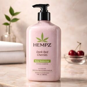 Hempz Dark Red Cherries Body Moisturizer - Light Pink Bottle with Black Pump